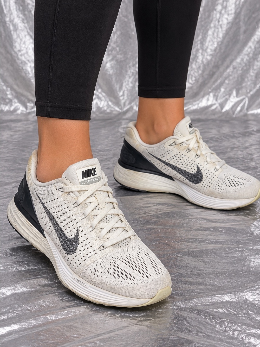 Nike LunarGlide 9.5 Men's White/Black Lace-Up Low Top Running Shoes 747355-100